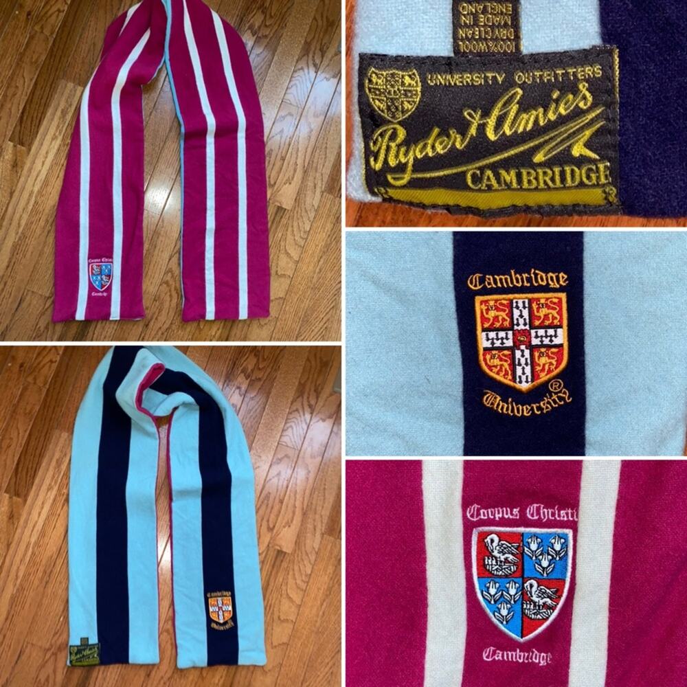Vintage Ryder & Amies Cambridge Corpus Christi Reversible College Wool Scarf EUC